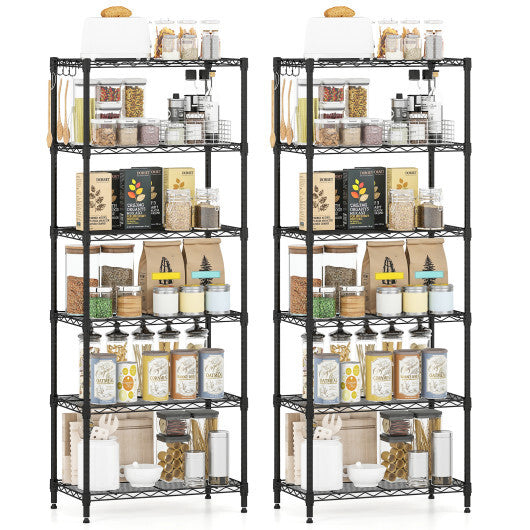 Set of 2 4-Tier Metal Storage Shelving Unit with V-Shaped Wire Rack and 1000 LBS Capacity-Black - Color: Black