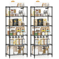 Set of 2 4-Tier Metal Storage Shelving Unit with V-Shaped Wire Rack and 1000 LBS Capacity-Black - Color: Black