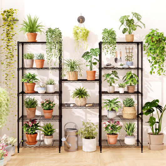 Set of 2 4-Tier Metal Storage Shelving Unit with V-Shaped Wire Rack and 1000 LBS Capacity-Black - Color: Black
