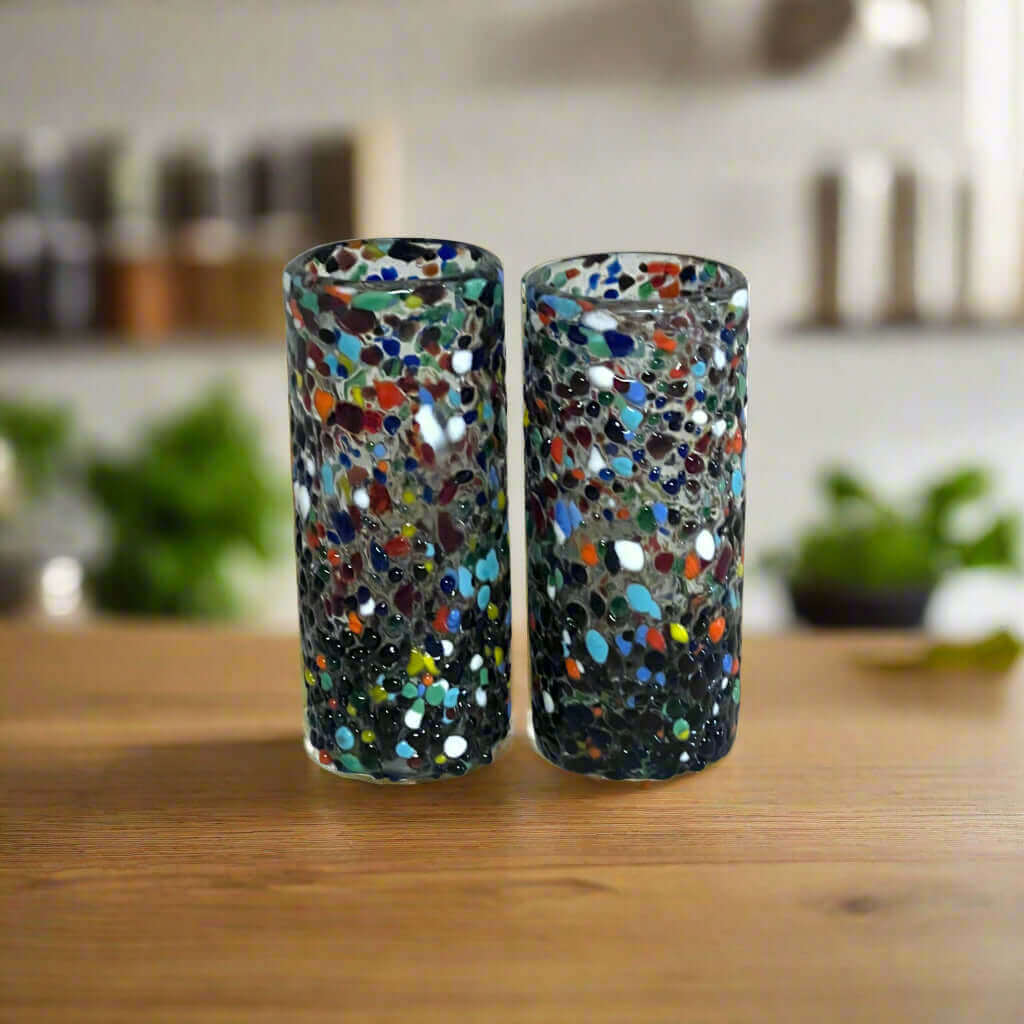 Hand Blown Double Shot Glass | Mexican Confetti Glassware