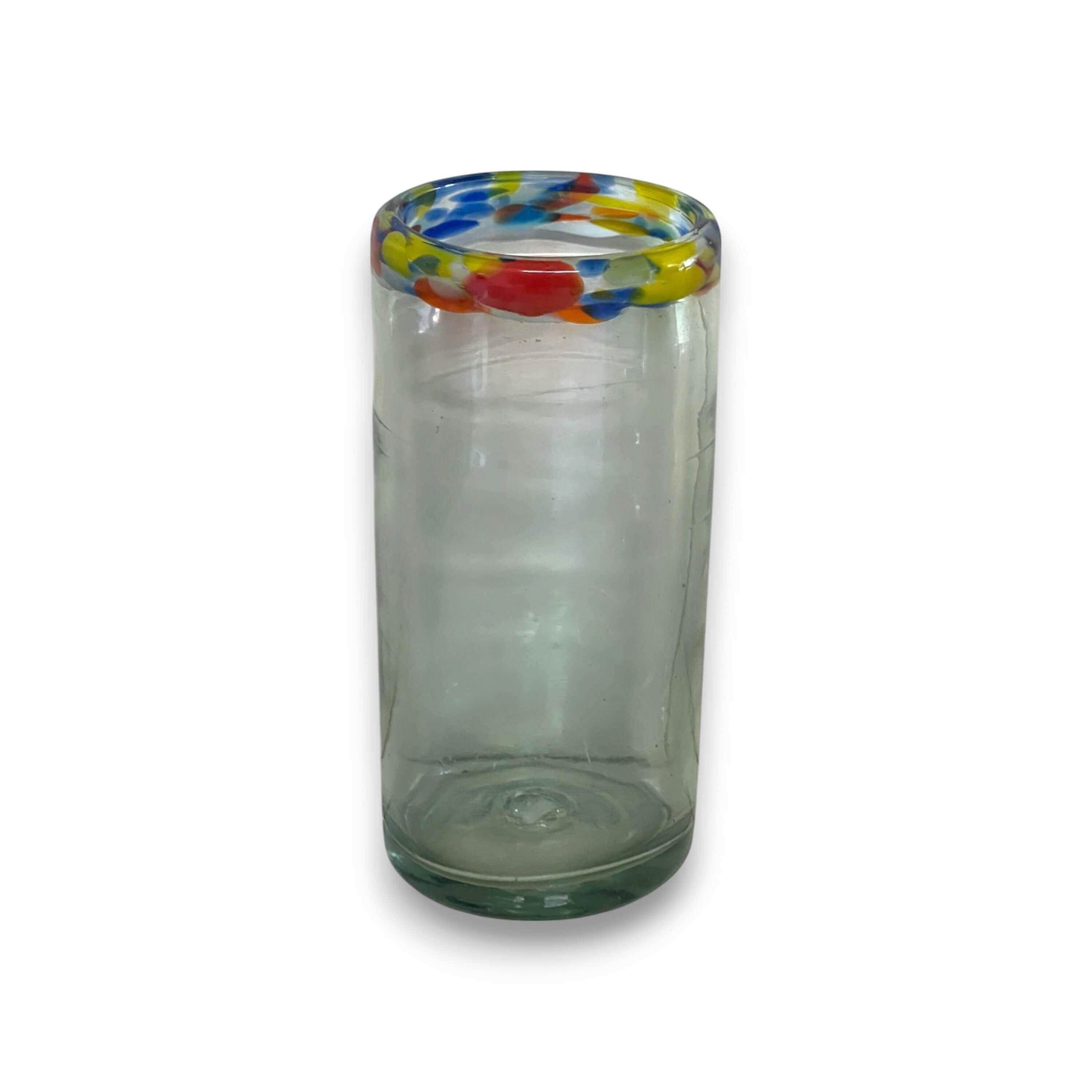 Hand Blown Colorful Tumbler Glass | Confetti Rim