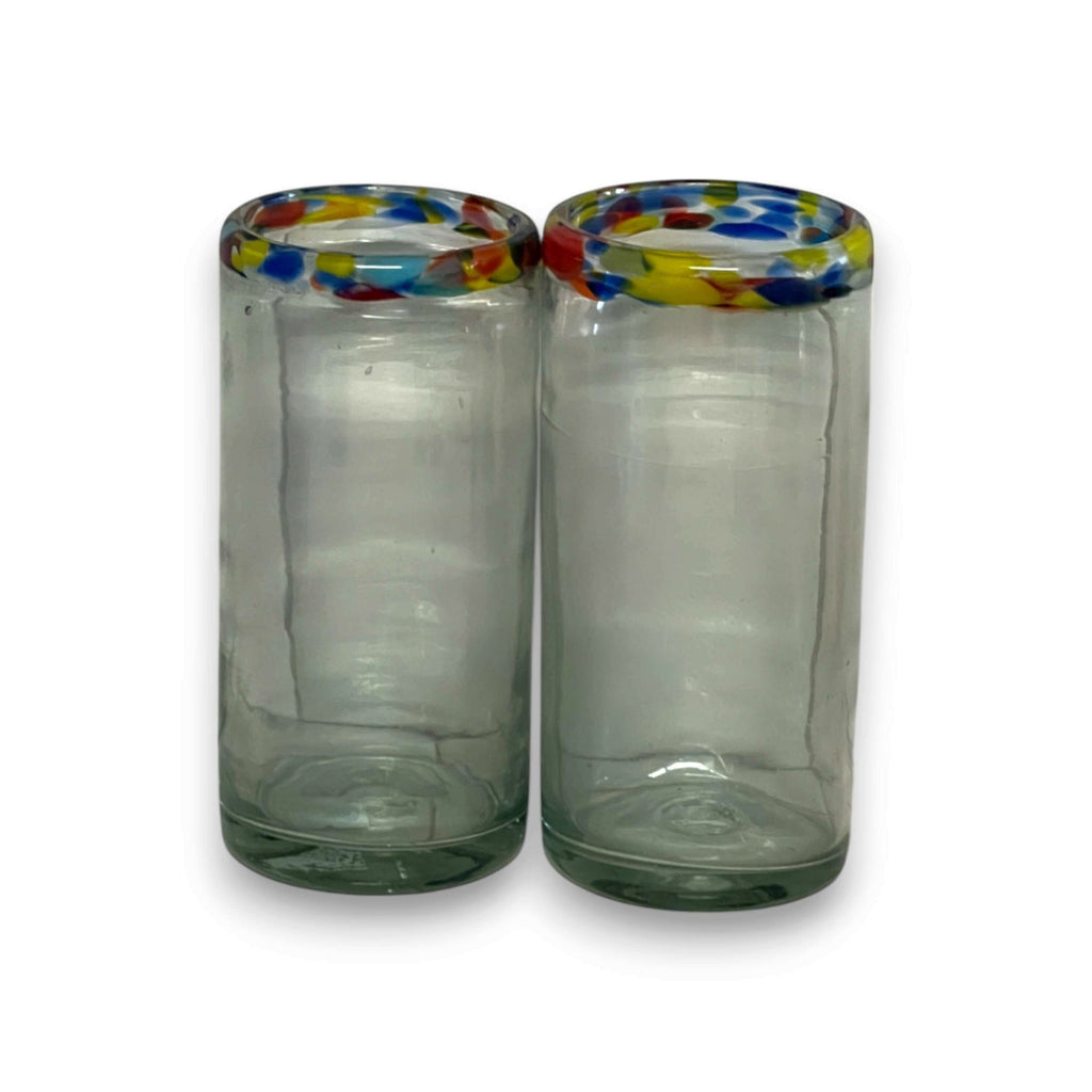 Hand Blown Colorful Tumbler Glass | Confetti Rim