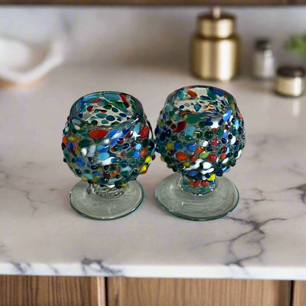 Confetti Rock Shot Glass | Handcrafted Mexican Cognac-Style Glass
