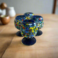 Confetti Rock Shot Glass | Blue Rim Cognac Style