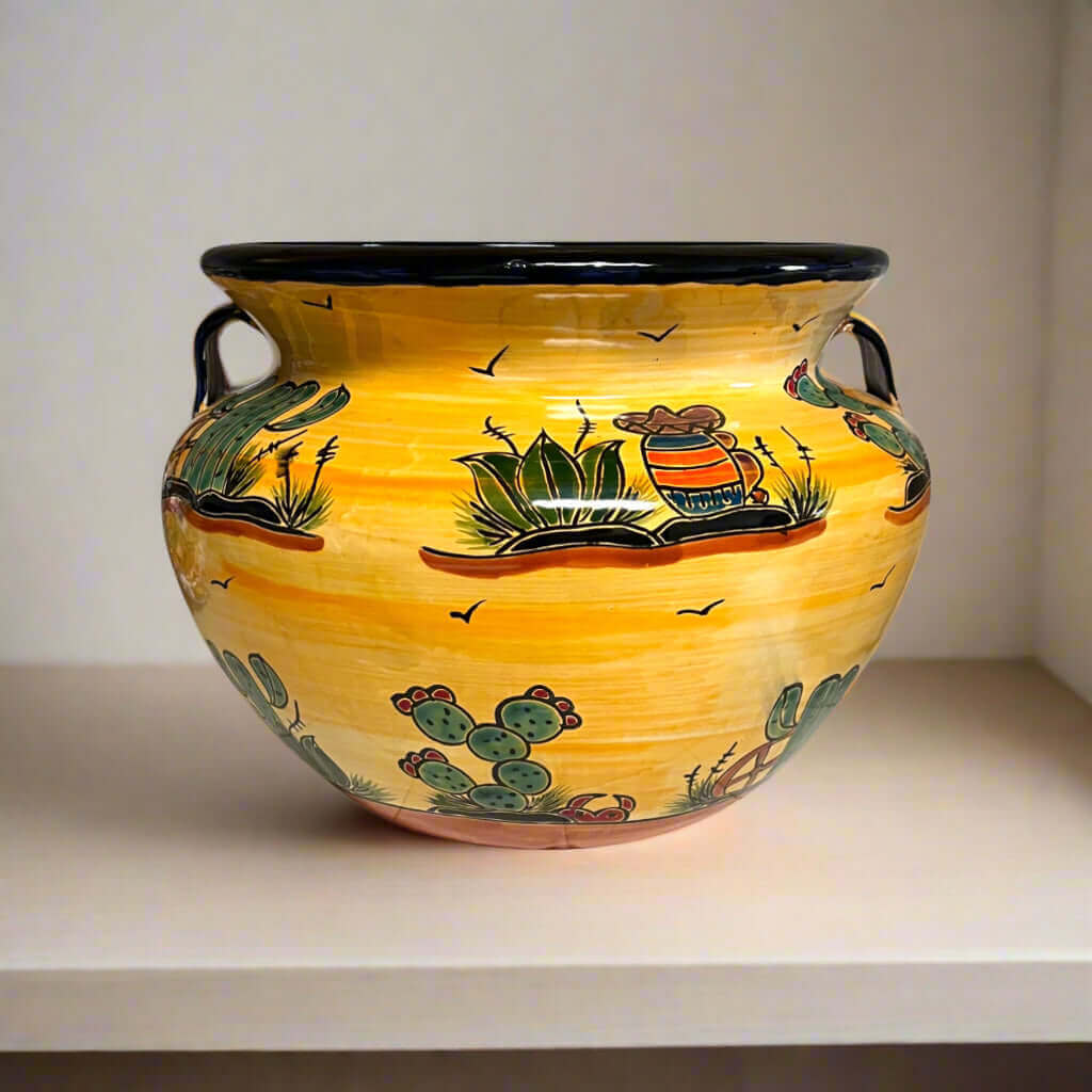 XL Talavera Flower Pot | Hand-Painted Desert Design Planter