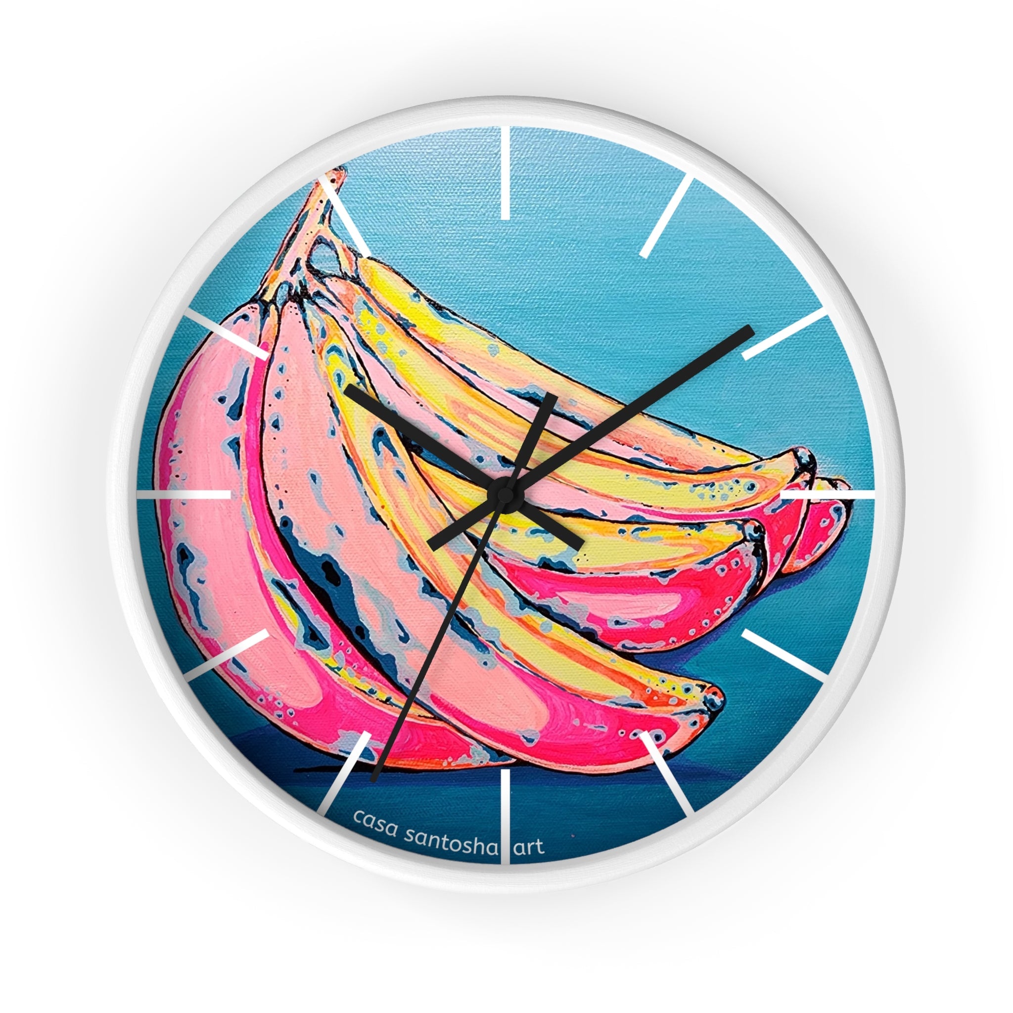 Neon Bananas Pop Art Wall Clock