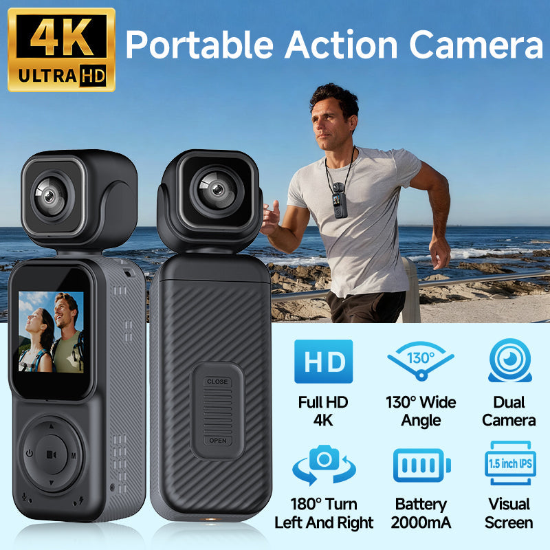 Panoramic Sports Camera Handheld DV Outdoor HD 4K Dual Lens Cycling Recorder Camera