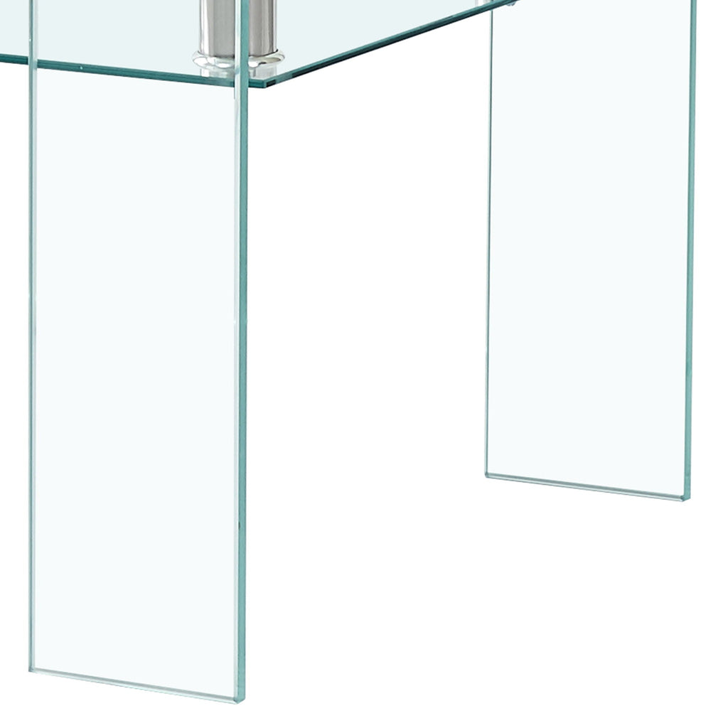Modern Tempered Glass Coffee Table With 2 Tier Storage For Living Room