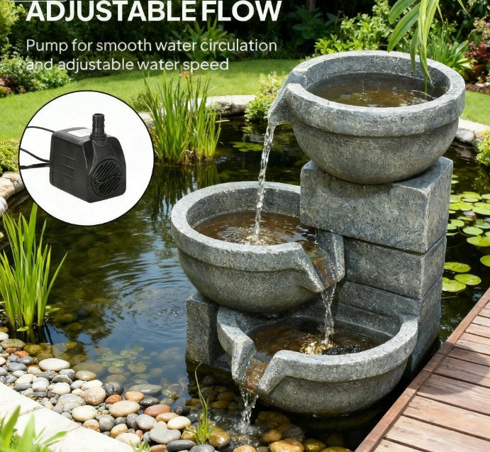 Garden Fountain, Tall Outdoor Waterfall with LED Lights