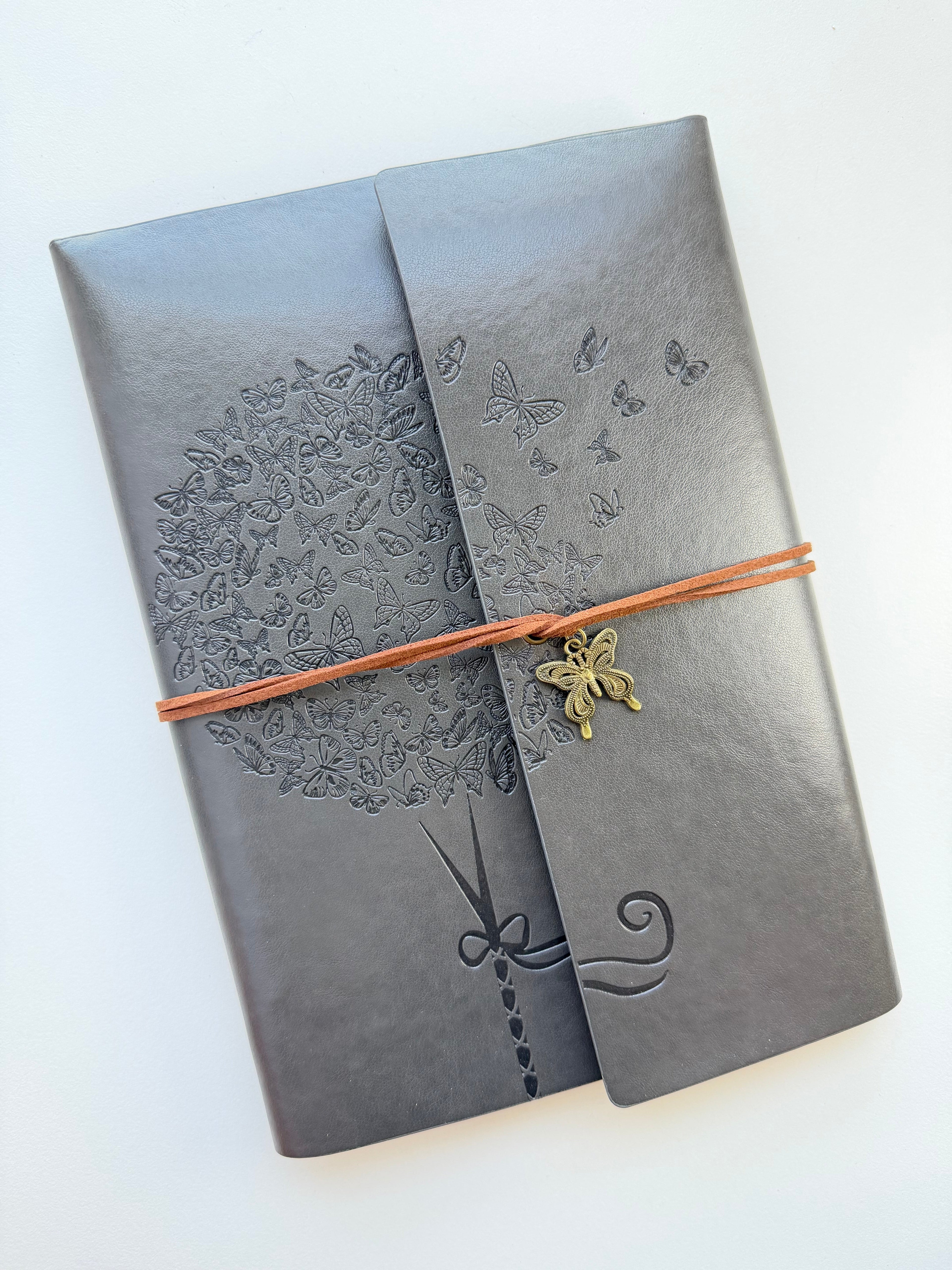 Red A5 Vintage Faux Leather Binder Notebook