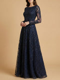 Lara 28904 - Long Sleeve High Neck Gown