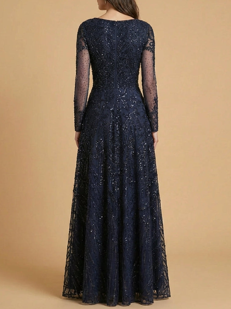 Lara 28904 - Long Sleeve High Neck Gown