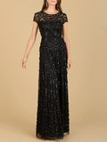 3D Floral Embellished Cap Sleeve Gown