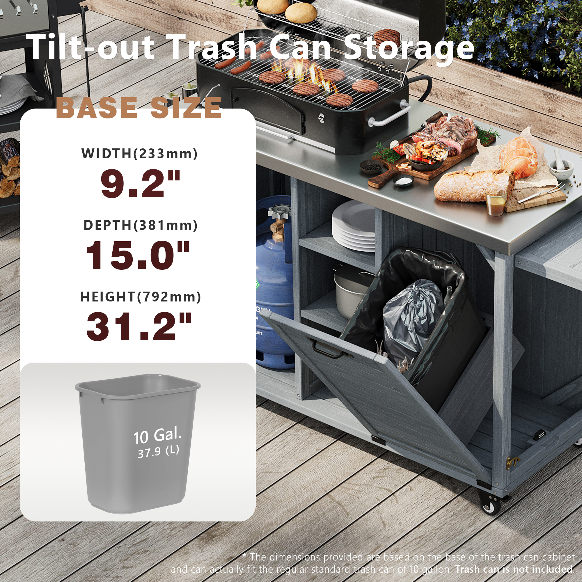 K&K 78.3' Outdoor Kitchen Island with Foldable Grill Table