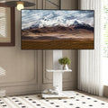 Mobile TV Stand With Shelf Floor Mount Cart For TVs With Lockable Wheels Ideal For Living Room Bedroom Or Office - White