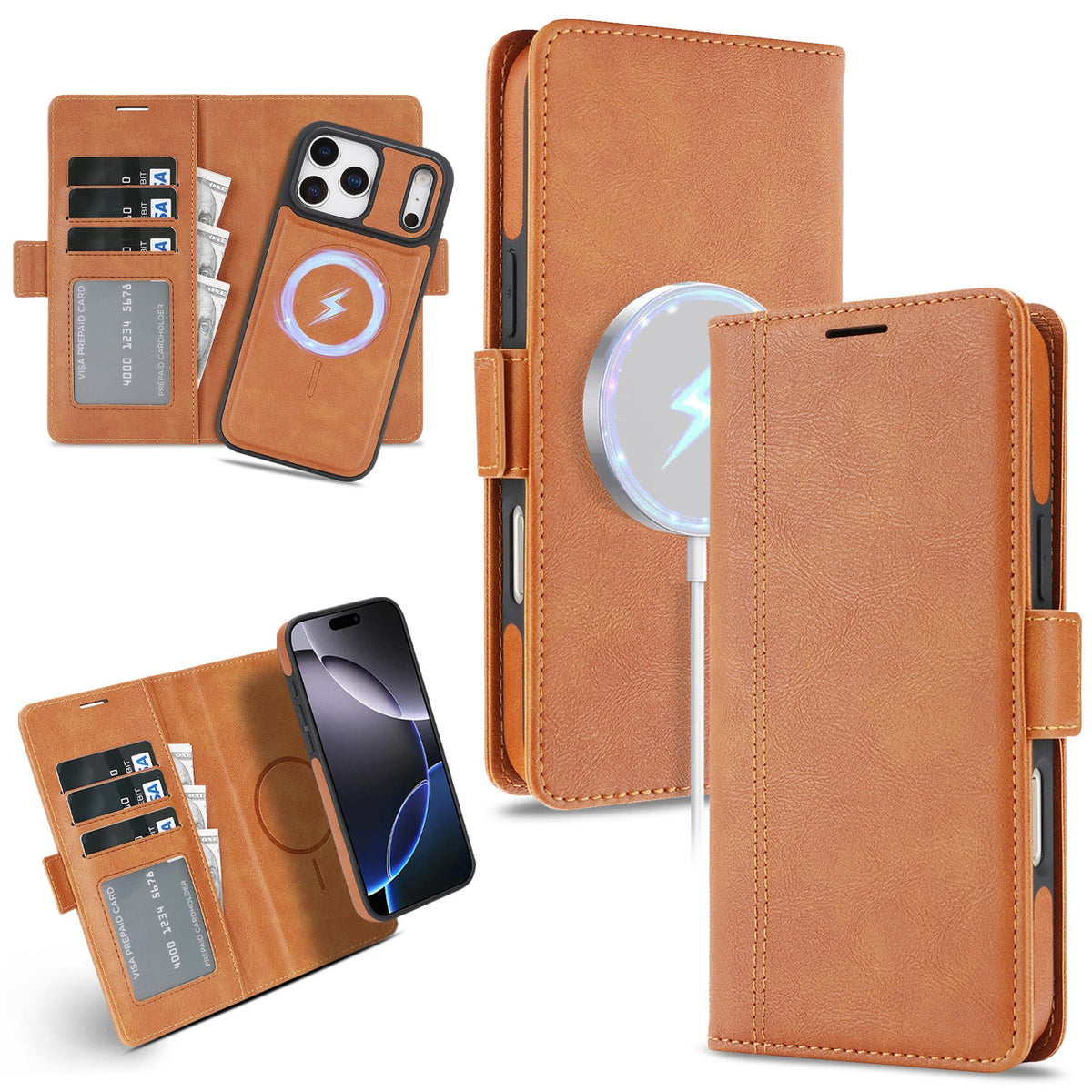 Wireless Charging Magnetic Leather Phone Case
