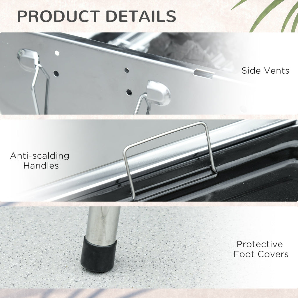 Outsunny Charcoal Grill Stainless Steel Portable Folding BBQ