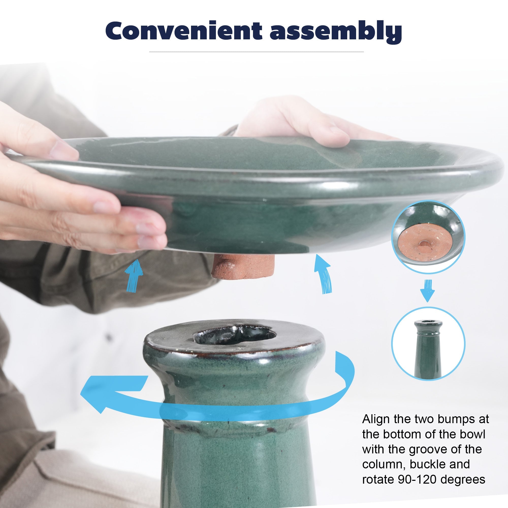 Ceramic Pedestal Bird Bath for Outdoor Garden