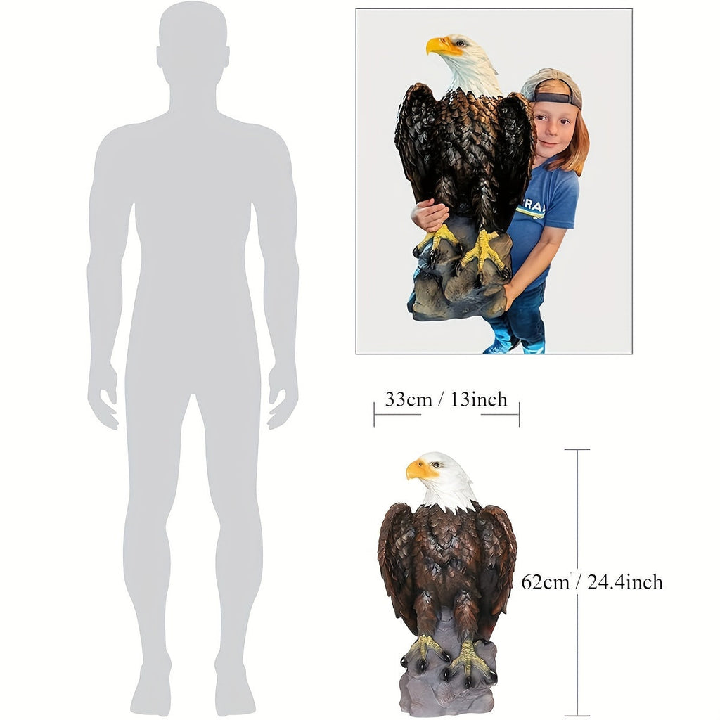 13" H x 24.4" L Large Standing Bald Eagle Garden Statue