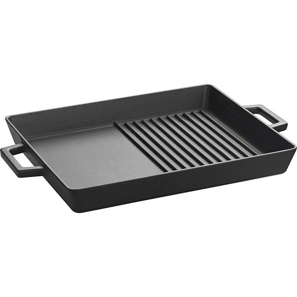 Lava Cast Iron Hybrid Grill Pan - 10x12 Inch Rectangular Enameled Pan for Indoor Stovetop Oven Use, Grill and Fry Simultaneously