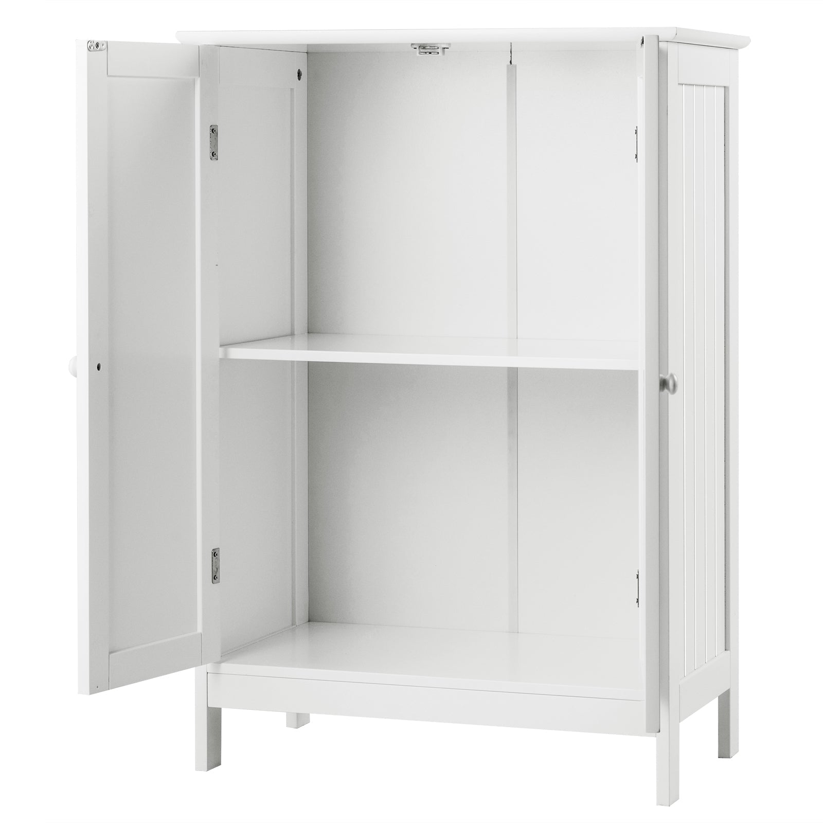 Bathroom Floor Storage Double Door Cupboard Cabinet-White