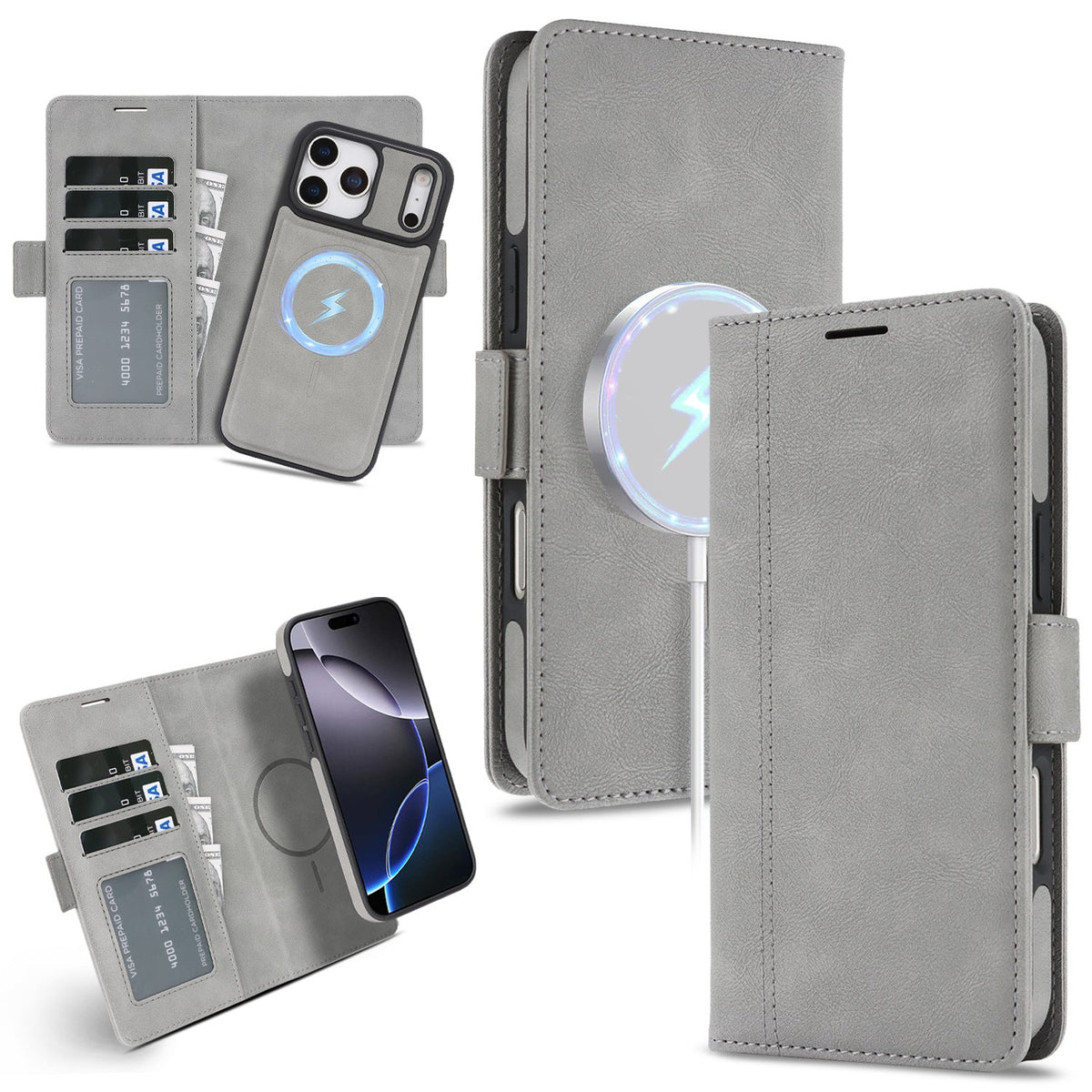 Wireless Charging Magnetic Leather Phone Case