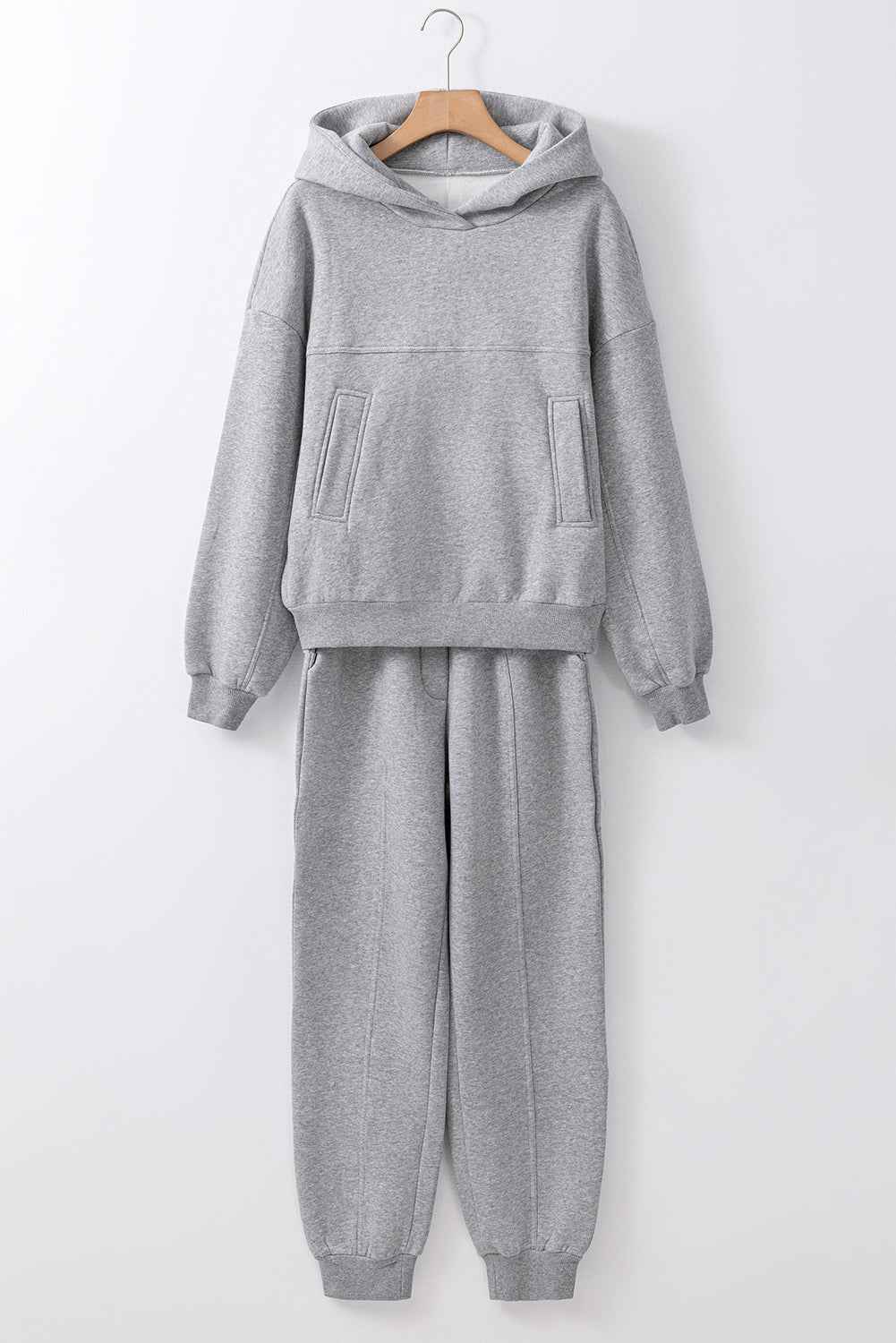 Solid Reverse Seams Hoodie and Joggers Set