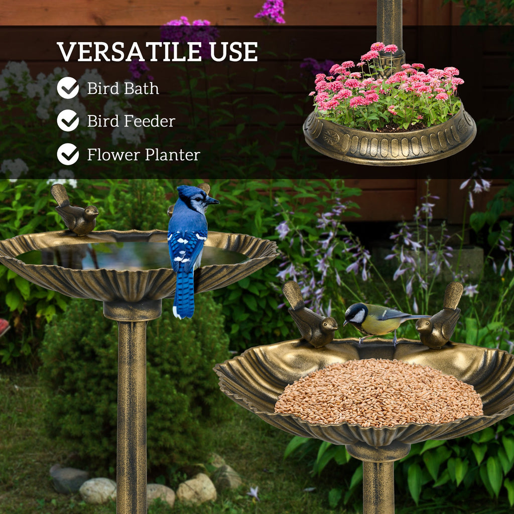 Outsunny 32" Antique Bird Bath with Planter Base