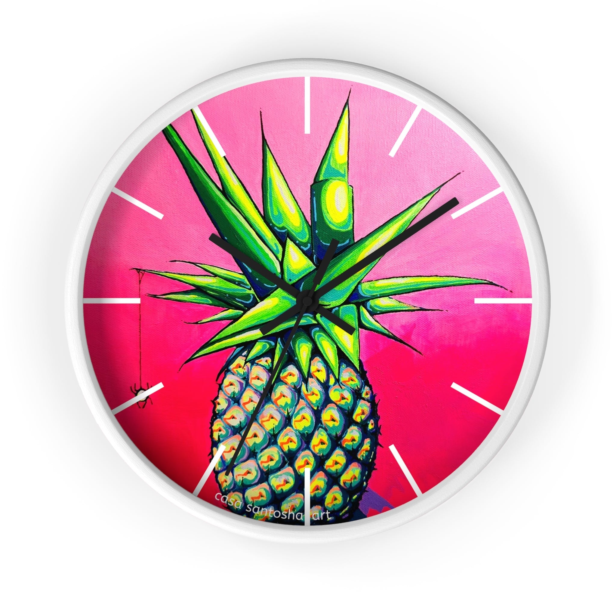 Neon Pineapple Pop Art Wall Clock