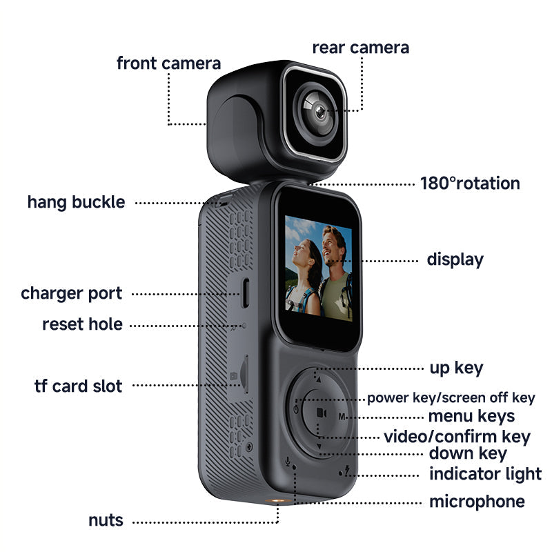 Panoramic Sports Camera Handheld DV Outdoor HD 4K Dual Lens Cycling Recorder Camera