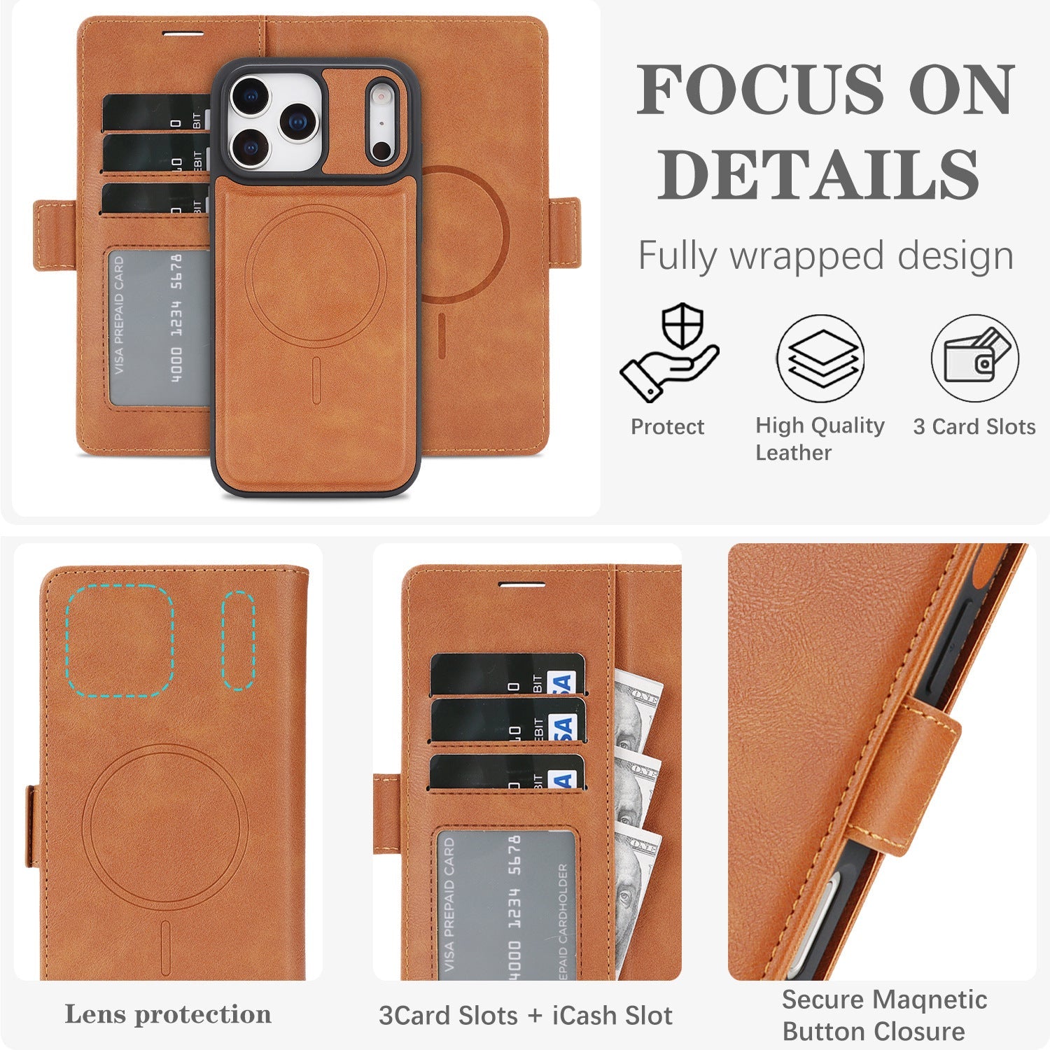 Wireless Charging Magnetic Leather Phone Case