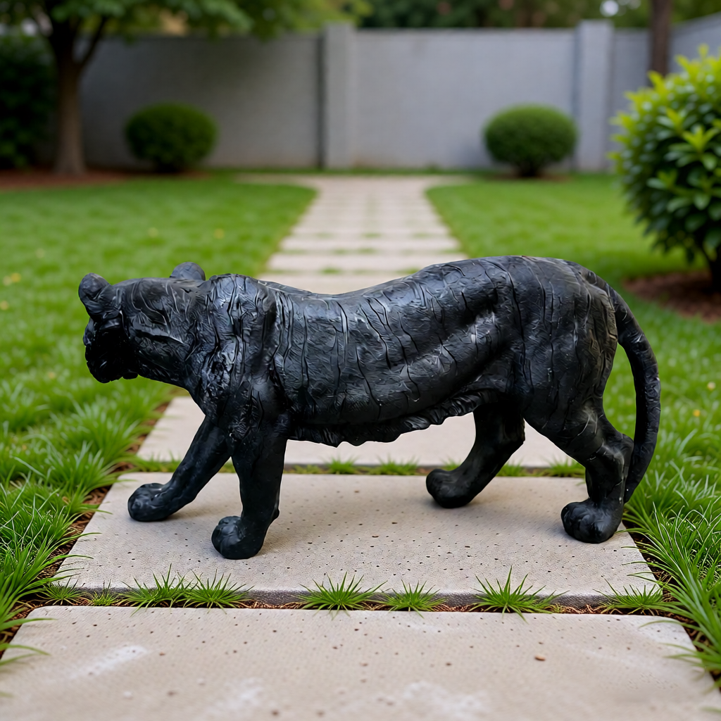 Simulated Black Tiger Resin Garden Statue