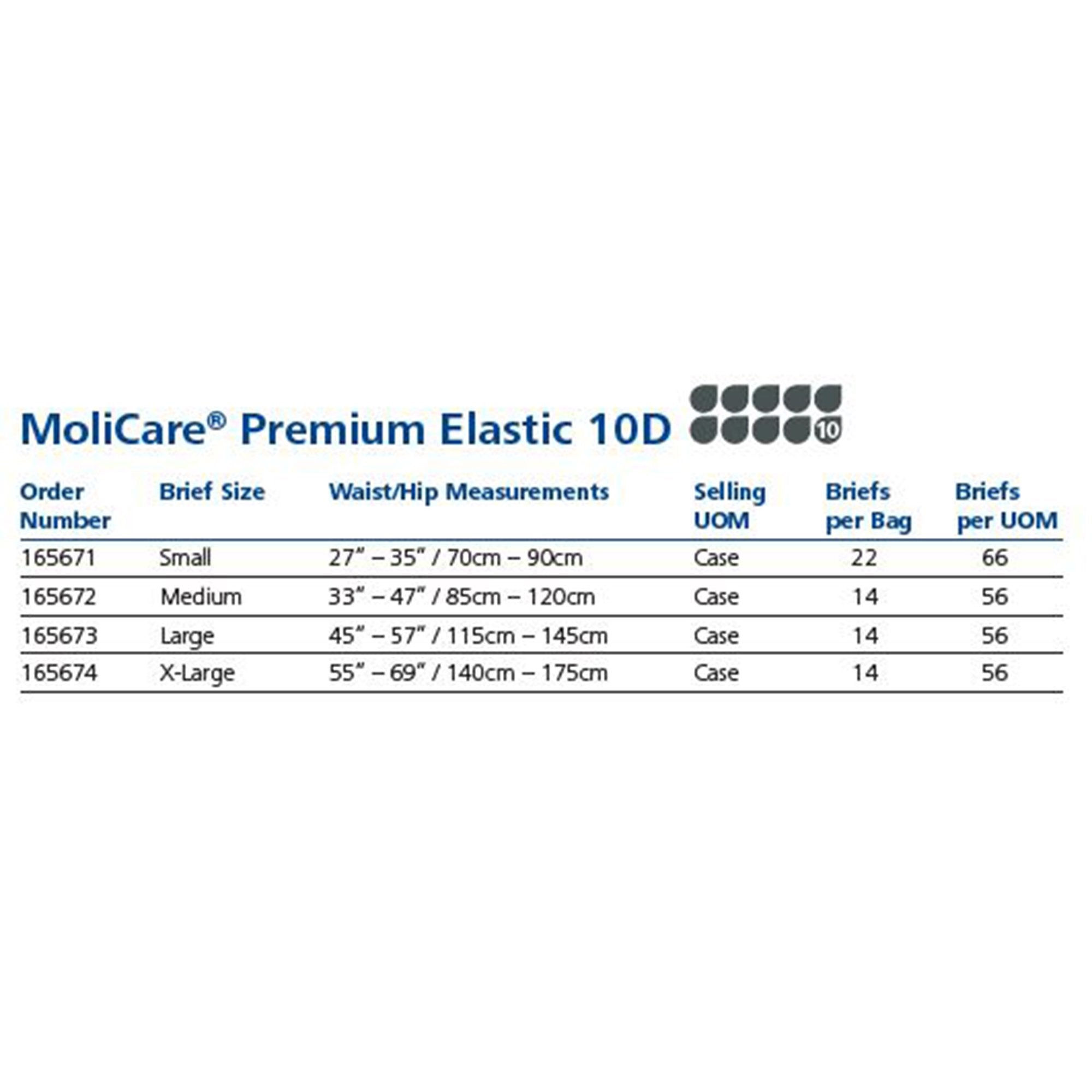 MoliCare® Premium Elastic 10 Drop Absorbency Incontinence Briefs, Large 165673