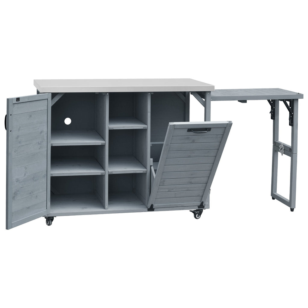 K&K 78.3' Outdoor Kitchen Island with Foldable Grill Table