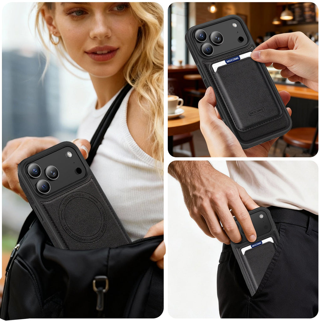 Leather Magnetic Card Holder Phone Case Compatible With The 17 Pro Max