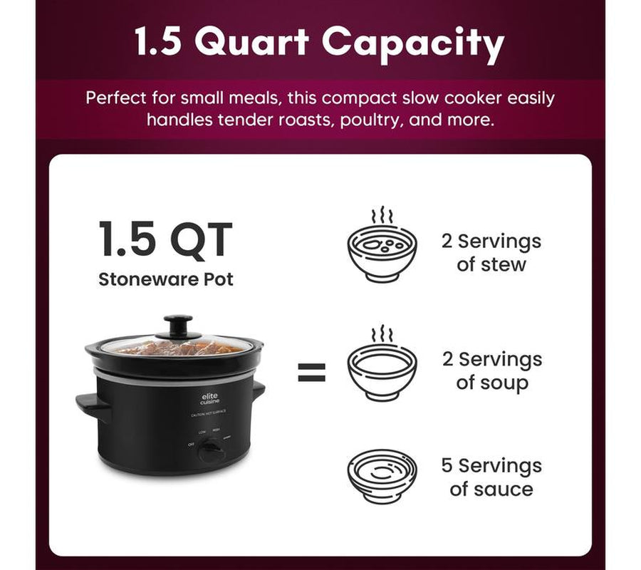 Elite Cuisine 1.5Qt. Mini Slow Cooker