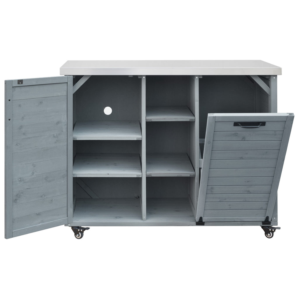K&K 78.3' Outdoor Kitchen Island with Foldable Grill Table