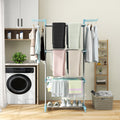 4-tier Clothes Drying Rack with Rotatable Side Wings and Collapsible Shelves-Navy