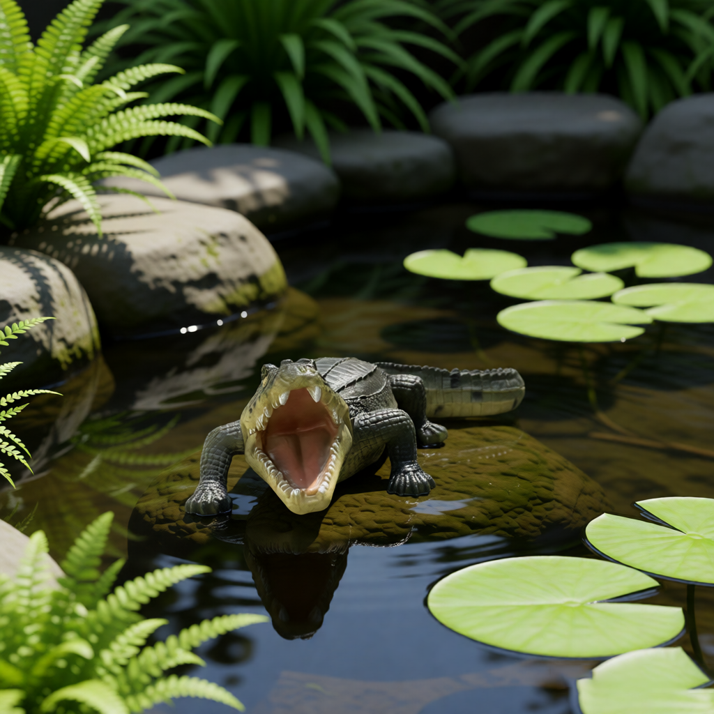 23" Simulated Crocodile Garden Statue