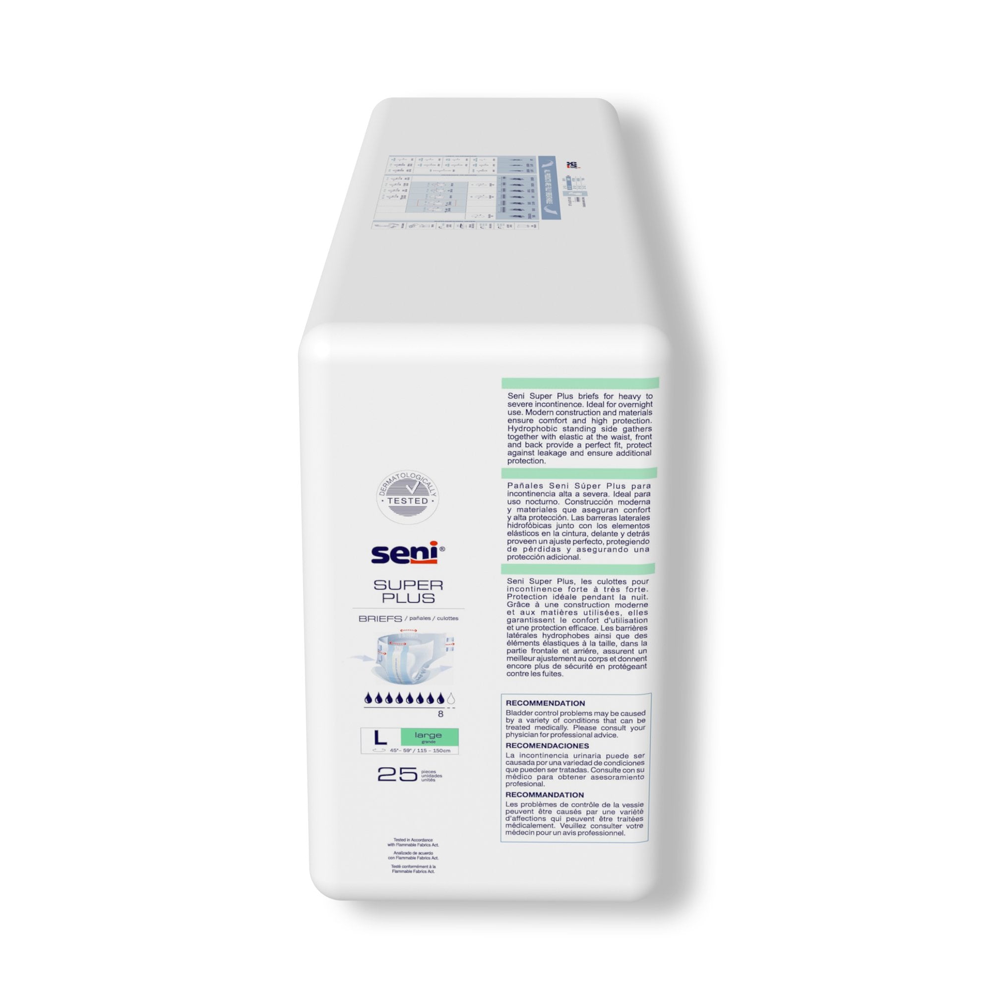 Seni® Super Plus Overnight Heavy to Severe Absorbency Incontinence Brief, Large S-LA25-BP1