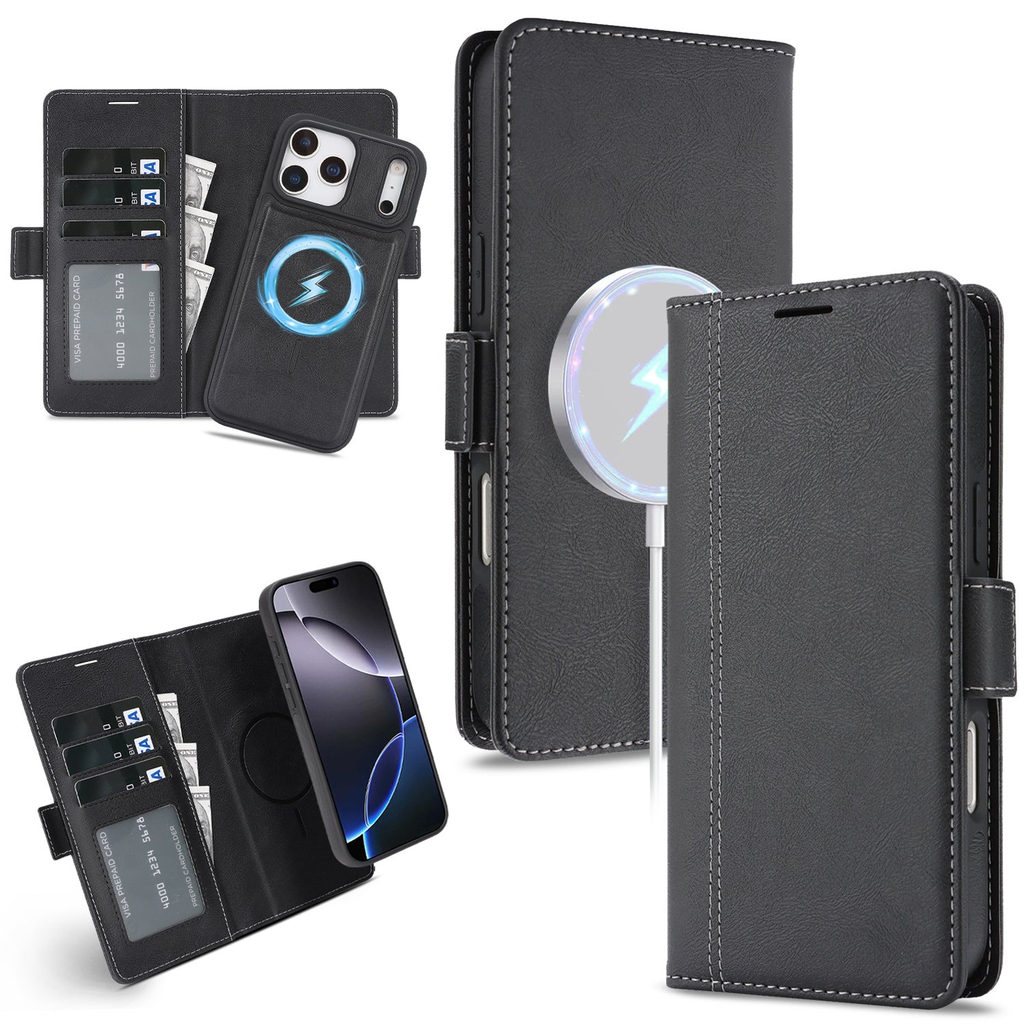Wireless Charging Magnetic Leather Phone Case