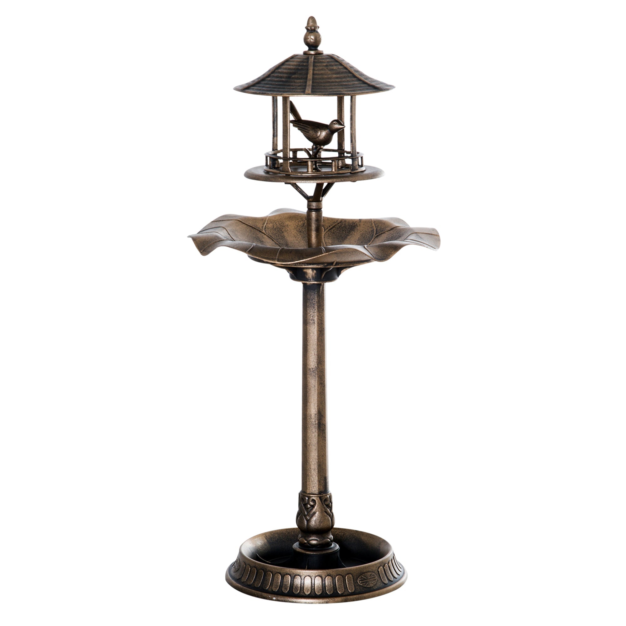 Outsunny 3-in-1 Garden Bird Bath Bowl Pedestal with Feeder