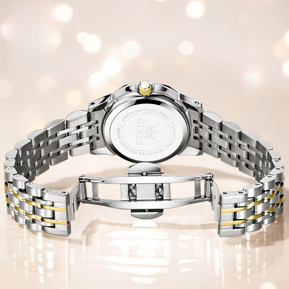 Women's Two Tone Stainless Steel Quartz Watch With Date