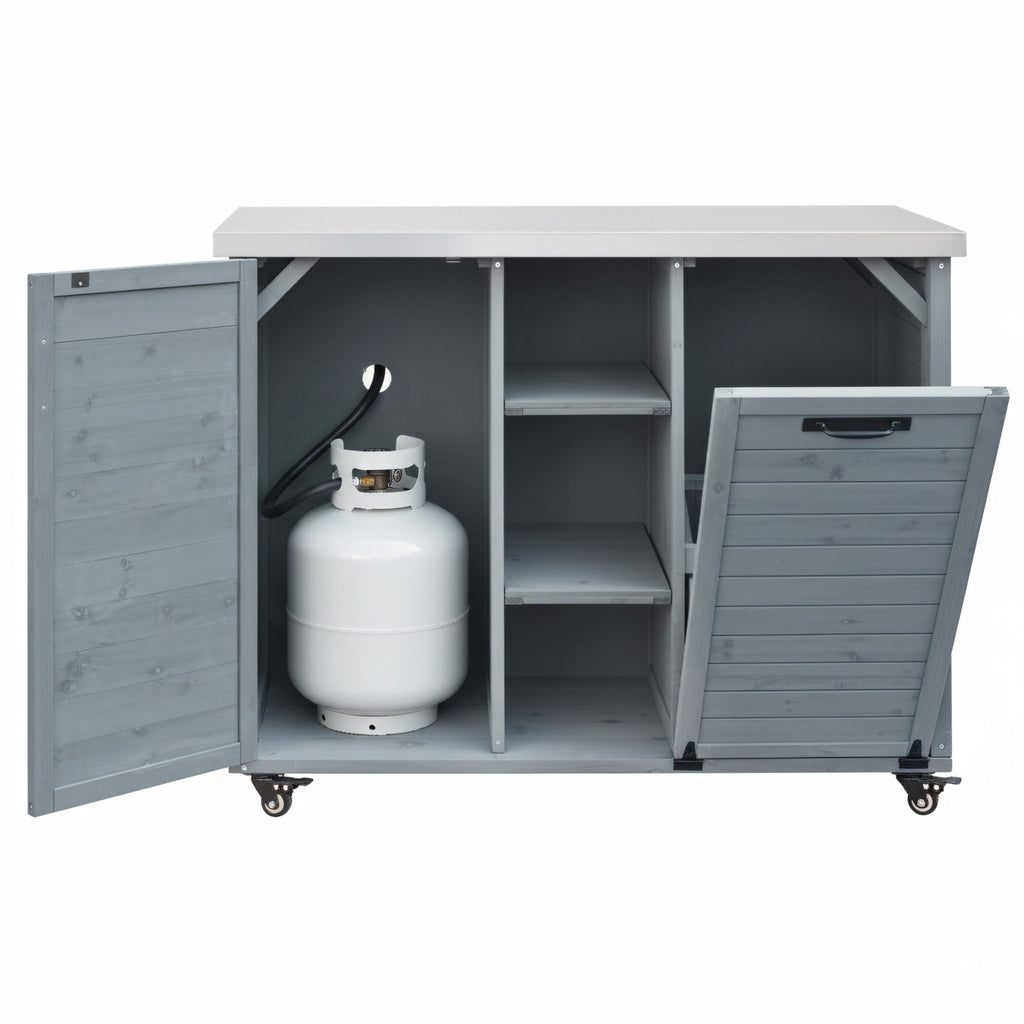 K&K 78.3' Outdoor Kitchen Island with Foldable Grill Table