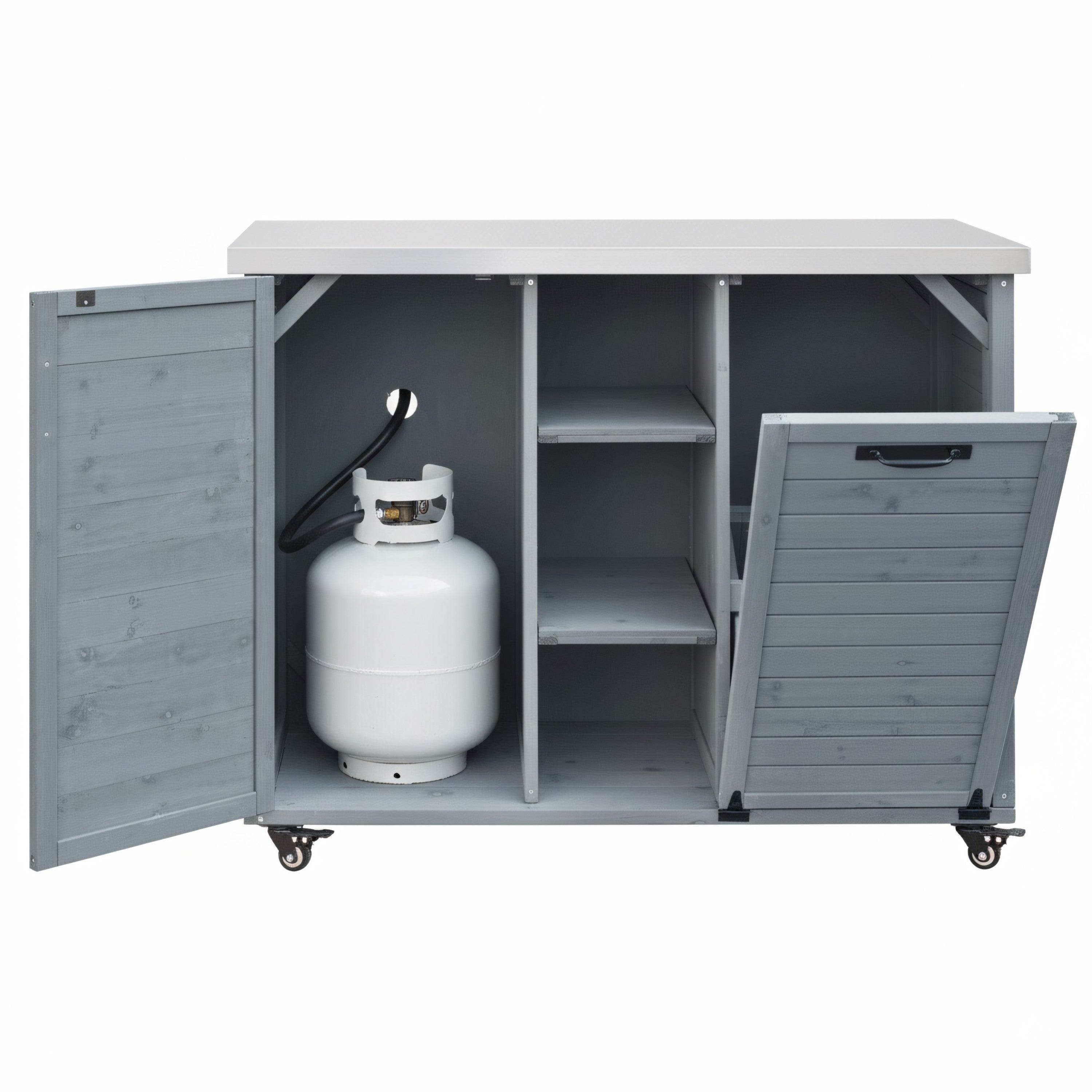 K&K 78.3' Outdoor Kitchen Island with Foldable Grill Table