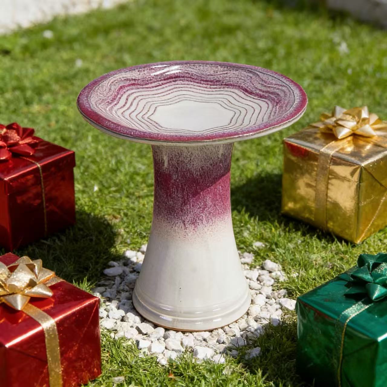 Handmade Glazed Ceramic Bird Bath