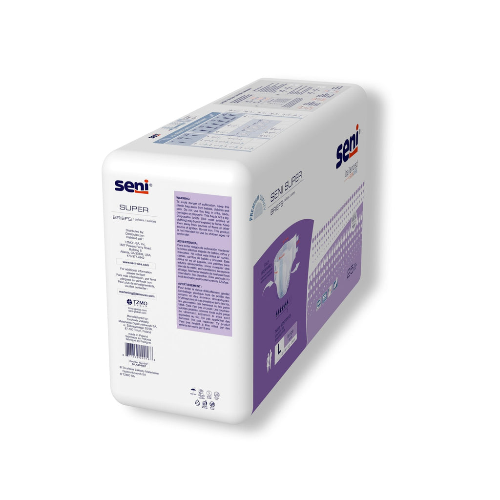 Seni® Super Heavy Absorbency Incontinence Brief, Large S-LA25-BS1