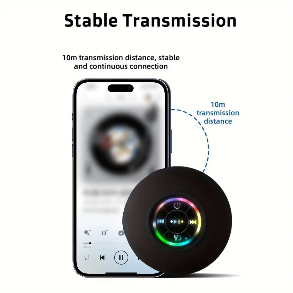 Portable Waterproof Bluetooth LED Speaker with Suction Cup - Perfect for Bathroom and Outdoor Use!