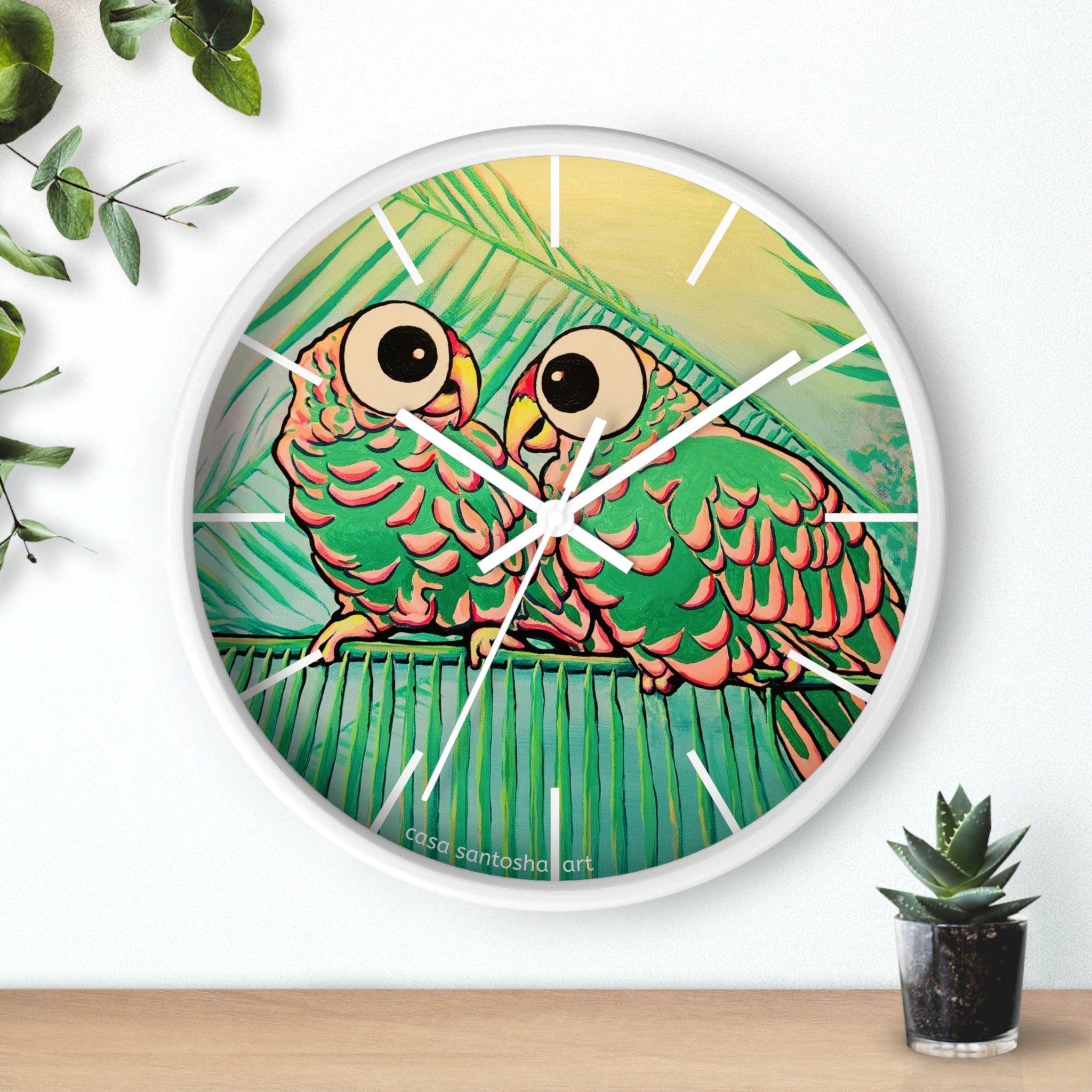 Chatty Cyclops Parrots Pop Art Wall Clock