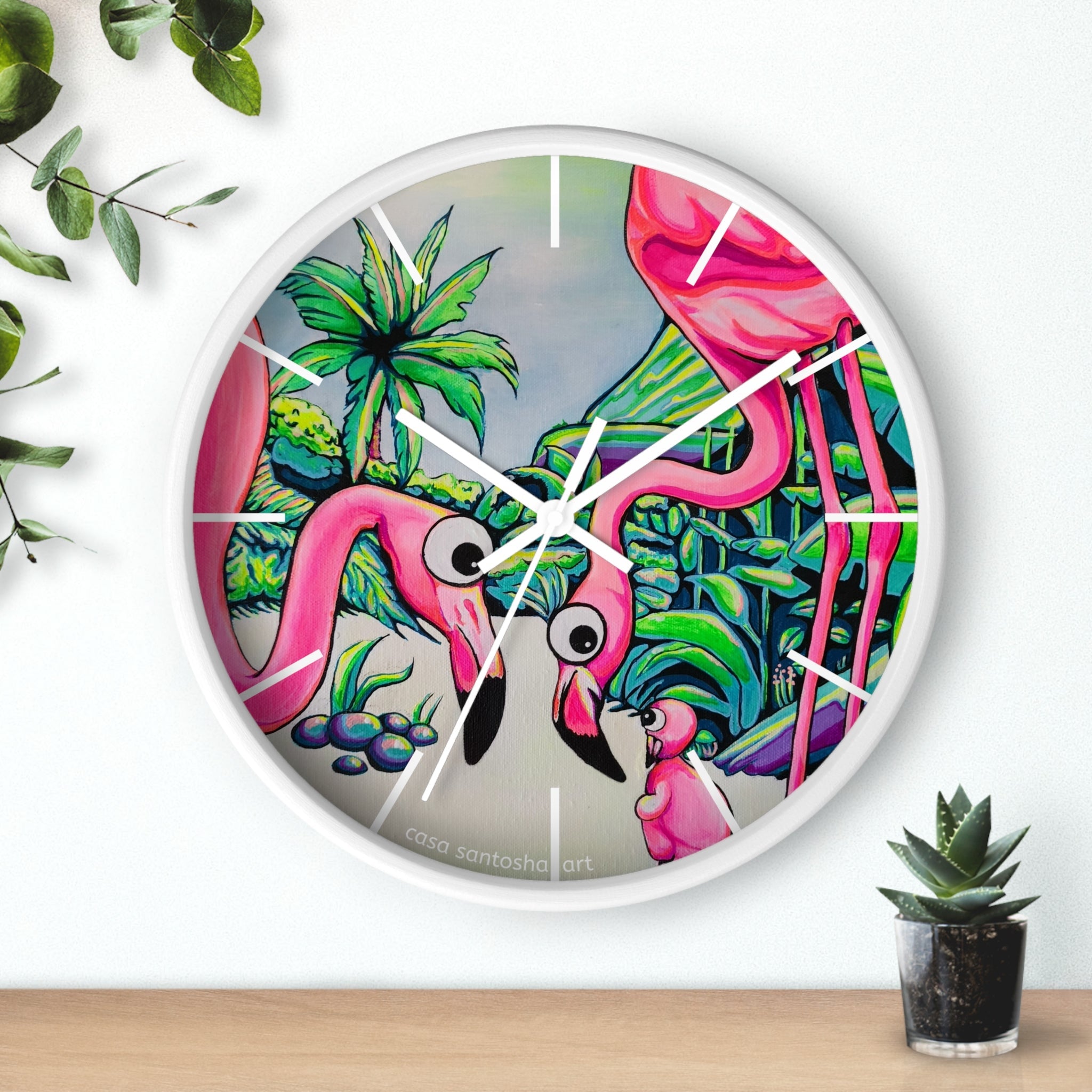 Cyclops Flamingo Family Pop Art Wall Clock